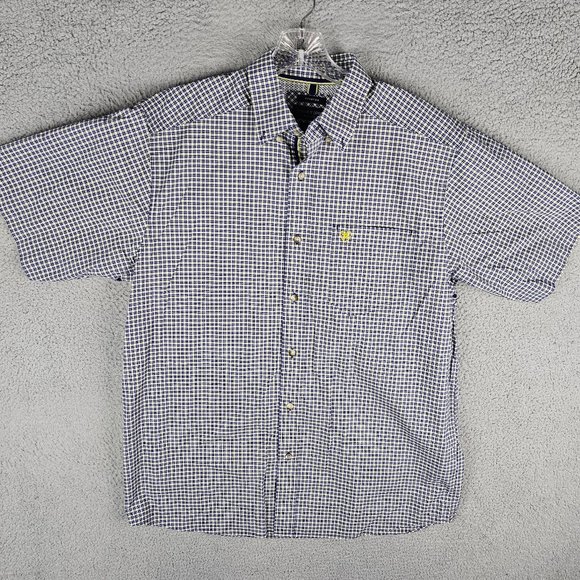 Ariat Pro Series Mens Button Down Shirt Check Large L Short Sleeve Stretch - Picture 1 of 9
